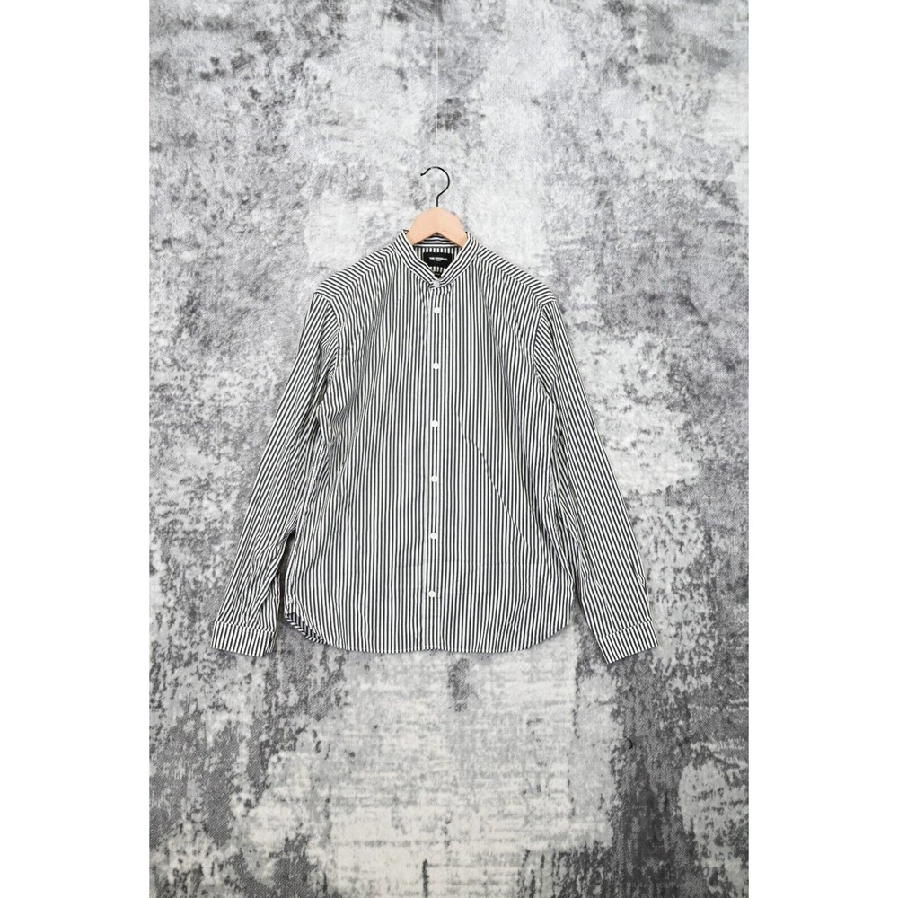 The Kooples Gray Stripe Long Sleeve Slim Fit Button Shirt Size L Large